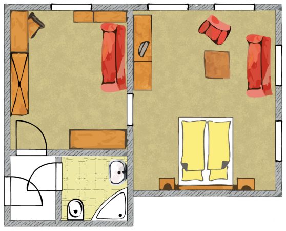 Berghotel Mühle Landhaus-Zimmer ohne Balkon Grundriss